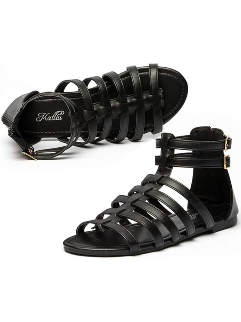Stylish Women's Gladiator Flat Sandals with Strappy Design & Ankle Buckles